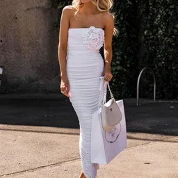 StyleCast Women Strapless Corsage Bandeau Midi Dress-picture-14