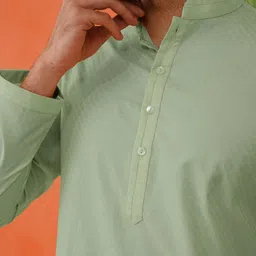 TheEthnic.Co Men Light Green Cotton Kurta Set image 2