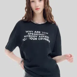 LULU & SKY Women Typography Printed Round Neck Cotton T-shirt-picture-35