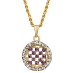 missmister Gold plated Round shape Violet CZ and White CZ Fashion chain pendant-picture-48
