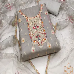 Lilots Organza Unstitched Dress Material image 1