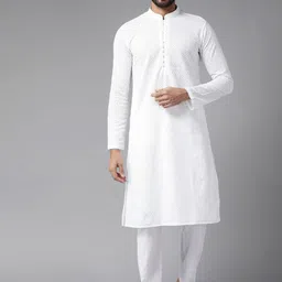 ShreeShay Men Ethnic Motifs Woven Design Festive Cotton Straight Kurta-image-65