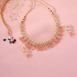 Opal Touch Gold-Plated Gemstone Studded & Pearl Beaded Jewellery Set-picture-17