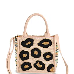 BohoGirl Geometric Structured Handheld Bag with Applique-picture-19