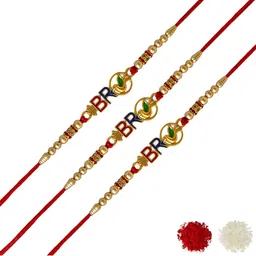 MEIRA JEWELLERY 5-Pcs Rakhi With Roli Chawal & Greeting Card-picture-31