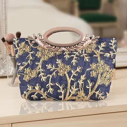 Kuber Industries Printed Structured Handheld Bag with Bow Detail-image-3