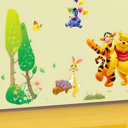 INDIAN ROYALS Yellow & Green Winnie Pooh Wall Printed Self-Adhesive & Durable Wall Sticker-picture-5