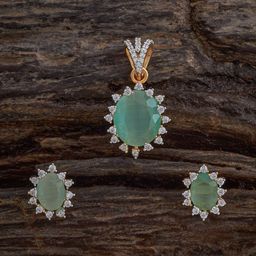 Kushal's Fashion Jewellery Mint Gold-Plated Party Zircon Pendant Set-picture-12