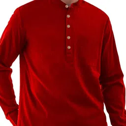 APEKTRA Band Collar Roll-Up Sleeves Slim Fit Short Kurta image 4