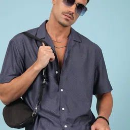 Voroxy Standard Self Design Spread Collar Wrinkle Free Shirt-image-5