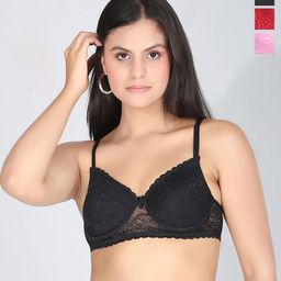 StyFun Women Pack of 3 Floral Full Coverage Underwired Lightly Padded Bra-picture-11