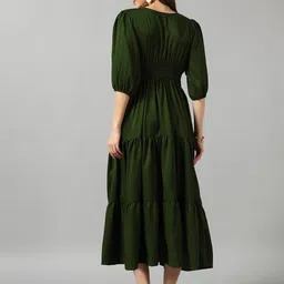 Femvy V-Neck Tiered Fit And Flare Midi Dress image 3