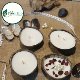 fresh bio Natural Coconut Shell Soy Wax Candle(Glossy Bowl) | Round Shape-Rose, 6WX7H Candle image 4