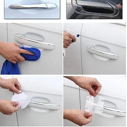 tasaze Car Door Scratch Protection Sticker Finger Guard (PU) Transparent for Amaze Car Grab handle image 2