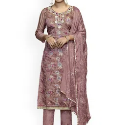 HERE&NOW Embellished Unstitched Dress Material-picture-21