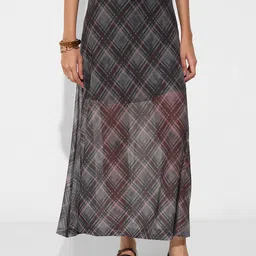 Honey by Pantaloons Sheer Check Print A-line Ankle Length Skirt-picture-33