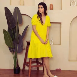 KAJODI Puff Sleeves A-Line Glam N Glow Dress-picture-35