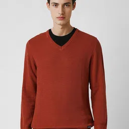 Van Heusen Sport Men V-Neck Self Designed Pullover Cotton Sweater-picture-26