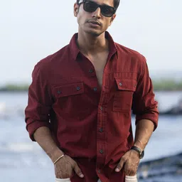 Powerlook Men Solid Spread Collar Cotton Casual Shirt-picture-10