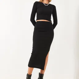 BIANCO LUCCI Round Neck Top With Skirt Co-Ords image 3