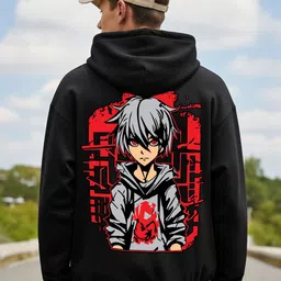 Manlino Men Anime Printed Hooded Neck Full Sleeve Hoodie-image-99