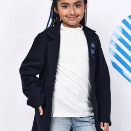 Baawri Girls Fleece Open Front Jacket with Embroidered image 4