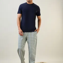 SleepZ by Raymond Men Checked Cotton Lounge Pants image 5