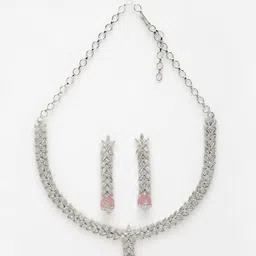 ADIVA Silver Plated American Diamond Studded Jewellery Set image 2