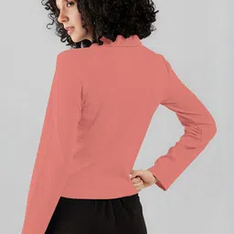 Maheshvi Women Ribbed Shirt Collar Long Sleeves Top image 3