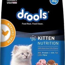 drools Kitten nutrition real chicken Chicken 3 kg Dry Young Cat Food image 1