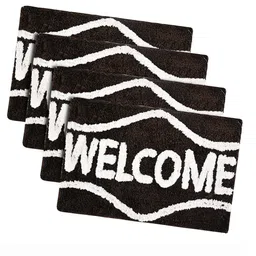 Kuber Industries 4Pcs Coffee Brown Printed Rectangle Anti Skid Doormats image 2