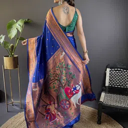 Panzora Ethnic Motifs Zari Silk Blend Paithani Saree image 2