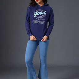 LIMEROAD Women Printed Hooded Sweatshirt image 3