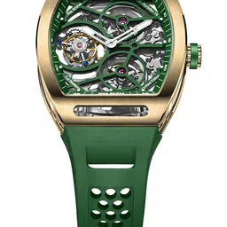 ZEROO Unisex Skeleton Dial & Leather Straps Analogue Watch ZT004GGR image 2