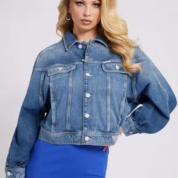 GUESS Women Denim Jacket with Patchwork-picture-38