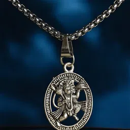 Japam Silver-Toned Govardhan Hanuman Ji Necklace-image-89