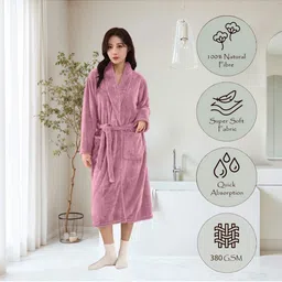 HOUSSE Magenta 360 GSM Hooded Bath Robe-picture-22