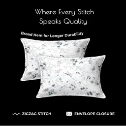 Jaipur Weaves White & Grey Floral Queen Pure Cotton Bedsheet With 2 Pillow Covers image 5