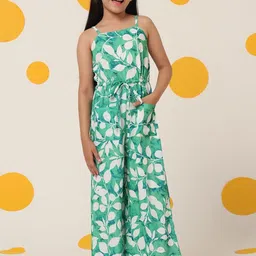 Cherry & Jerry Girls Turquoise Blue Printed Basic Jumpsuit-picture-19
