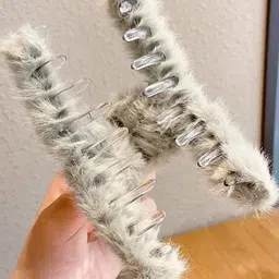 FHONEX Women Set Of 10 Fur T Shape Claw Clip image 5