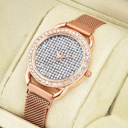 CSAMON Women Embellished Analogue Watch Comes With Bracelet - C_23_Full Daimouns_Copper-picture-14