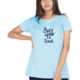 AMAHA FASHIONS Printed Round Neck Short Sleeves Cotton Lounge T-Shirt-image-0