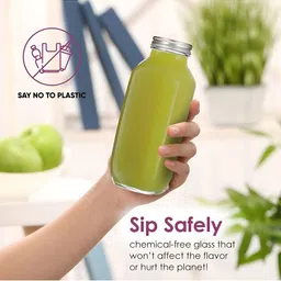 CROCO JAR Transparent Set of 2 Glass Solid Water Bottle image 2