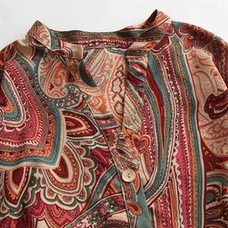 SZN Ethnic Motifs High Neck Bishop Sleeves Peplum Top image 4