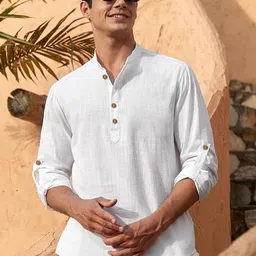 Yugnik Mandarin Collar Roll-Up Sleeves Short Kurta-picture-23
