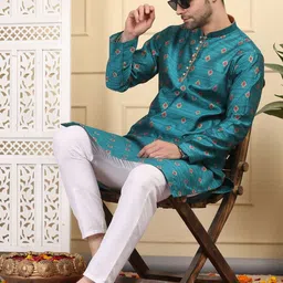 Larwa Men Ethnic Motifs Woven Design Straight Kurta With Pyjama image 5