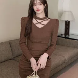 StyleCast Women Striped Round Neck Cut Outs Sheath Dress-picture-40