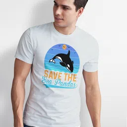 Seekbuylove Men Bio Finish Save The Sea Pandas Round Neck Pure Cotton T-shirt-picture-10