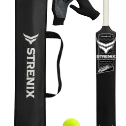 strenix Pro Plastic Bat 8 No Plain & Scoop Edition with Free Ball, Gloves & Carry Bag Cricket Kit-picture-11