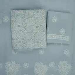 PARAMOUNT CHIKAN Floral Embroidered Chikankari Unstitched Dress Material-image-27
